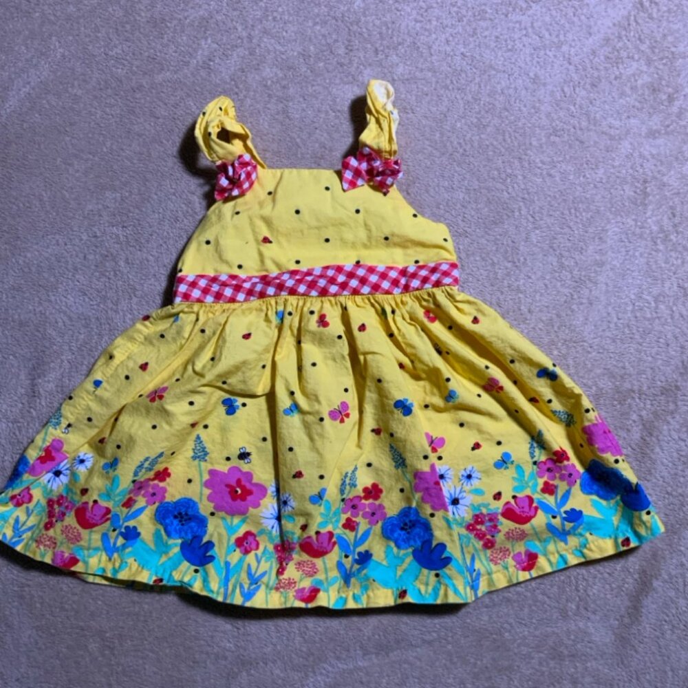 Vtg Nannette Baby Sz 18‎ Months Yellow Floral Flowers Sleeveless Sundress